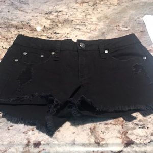 Black jean shorts